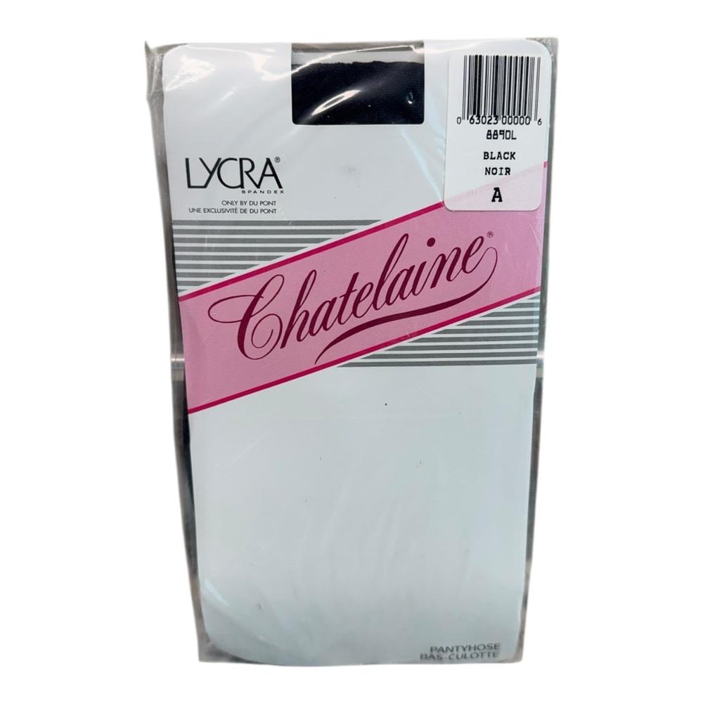 RARE Vintage Pantyhose CHATELAINE Black Size A LYCRA SEALED Hosiery